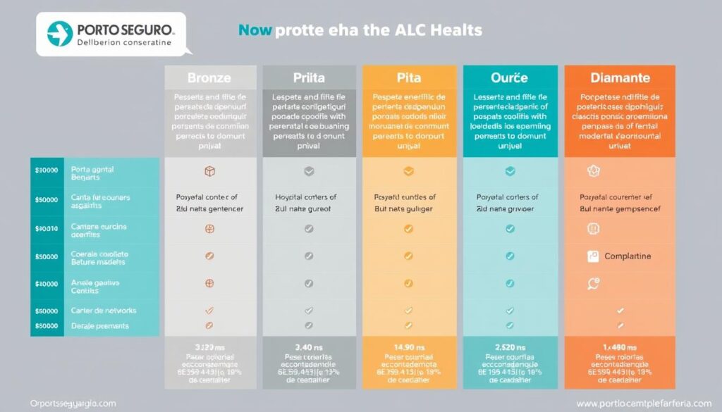 Comparativo visual das categorias dos planos de saúde Porto Seguro