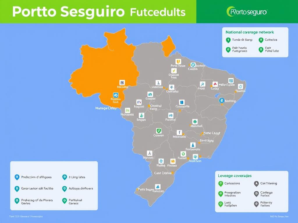Mapa ilustrando a cobertura nacional dos planos de saúde Porto Seguro