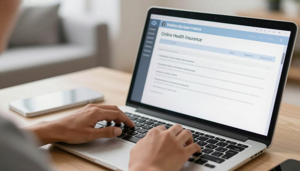 Pessoa preenchendo formulário de cotação de plano de saúde online